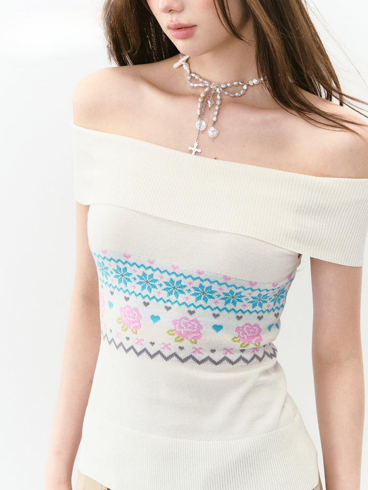 Floral Lace Off-Shoulder Vest - CHINASQUAD