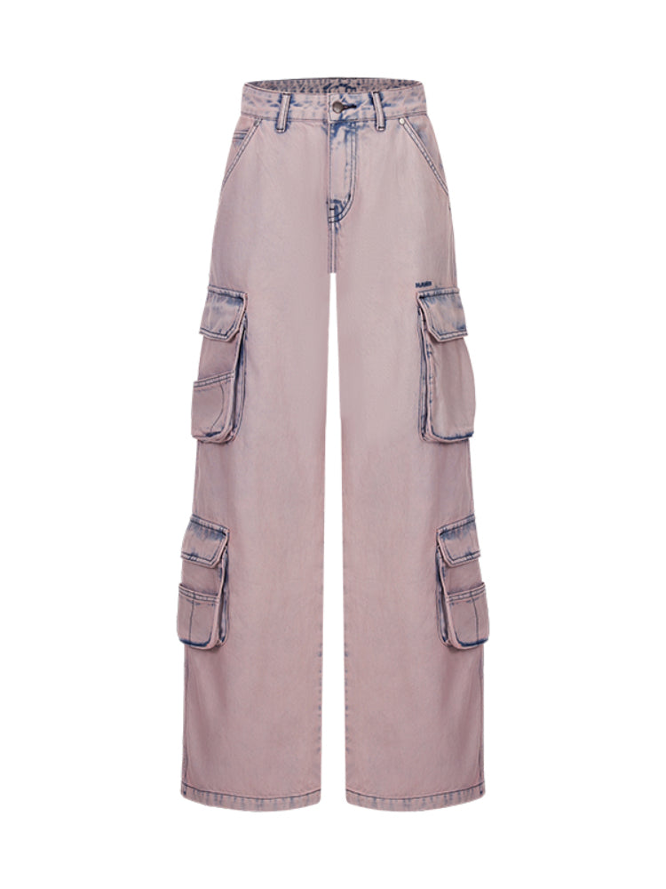 Pink Vintage Washed Cargo Pants - CHINASQUAD