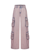 Pink Vintage Washed Cargo Pants - CHINASQUAD