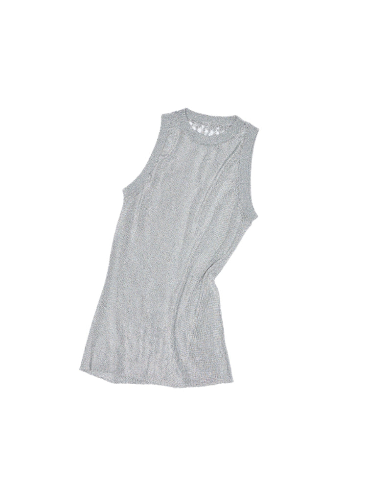 Hollow Out Cable Knit Sleeveless Tank Top - CHINASQUAD