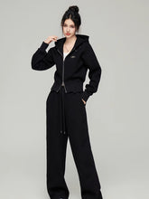 Black & White Zipper Casual Hoodie Set - CHINASQUAD