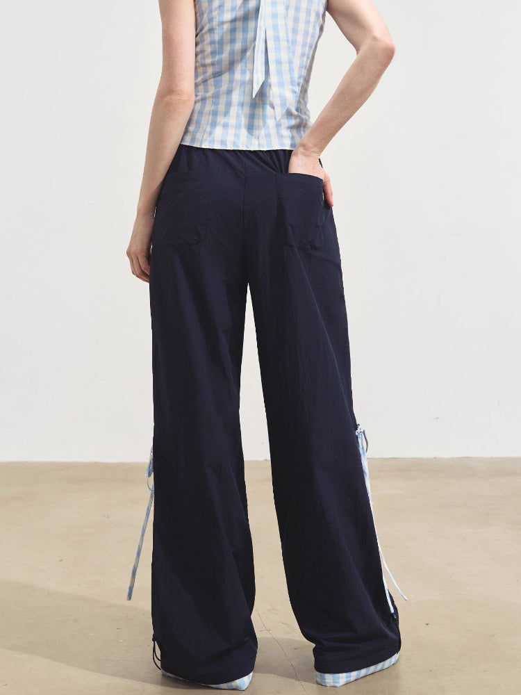 Floral-Patchwork Lightweight Checkered Utility Pants - CHINASQUAD