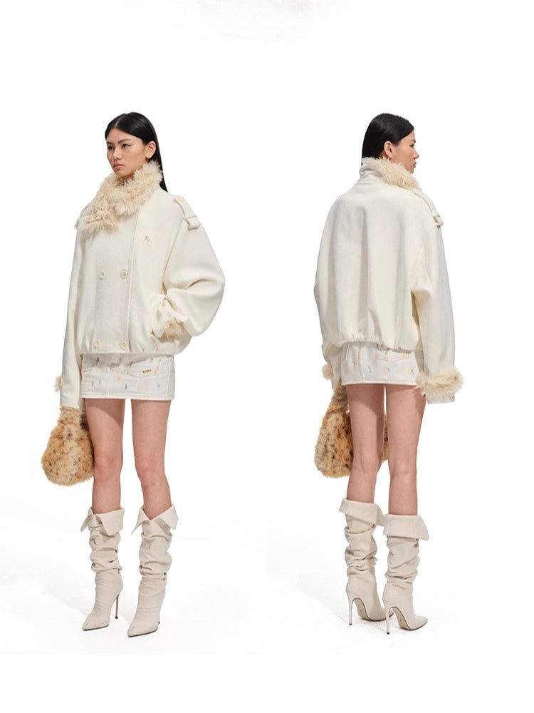Polar Shearling Collar Wool Jacket
