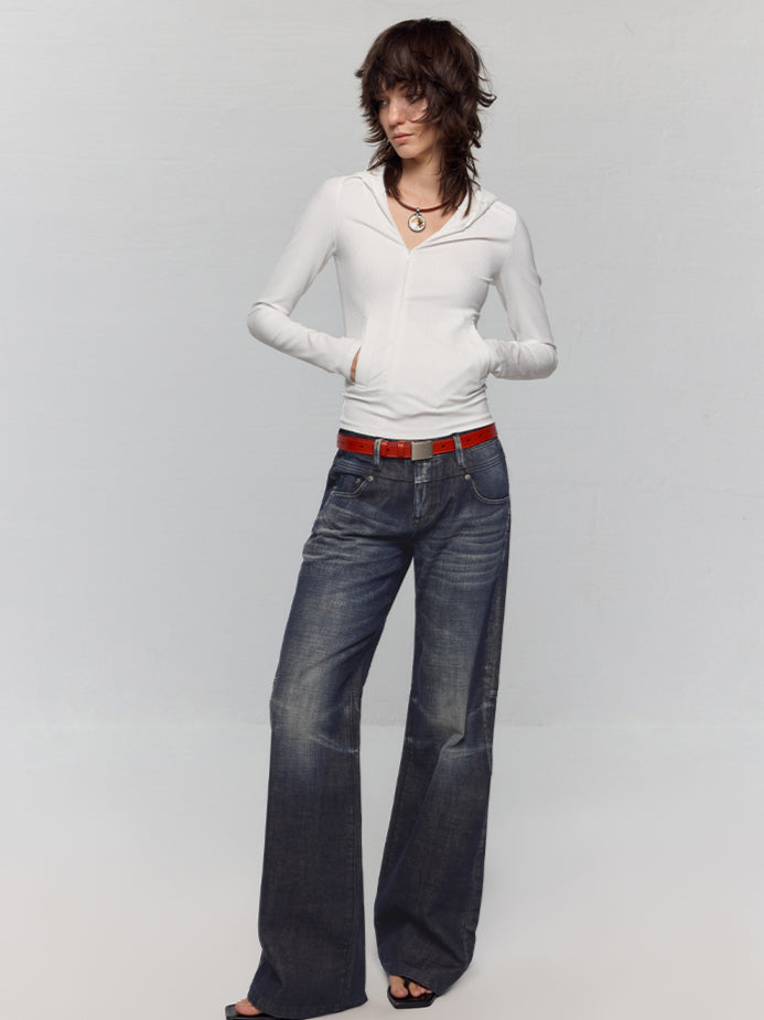 Black-Blue Low-Waist Flared & Bell-Bottom Pants Pants - CHINASQUAD