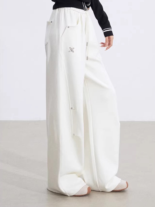 Sculpted Drape Curved-Leg Wide Pants