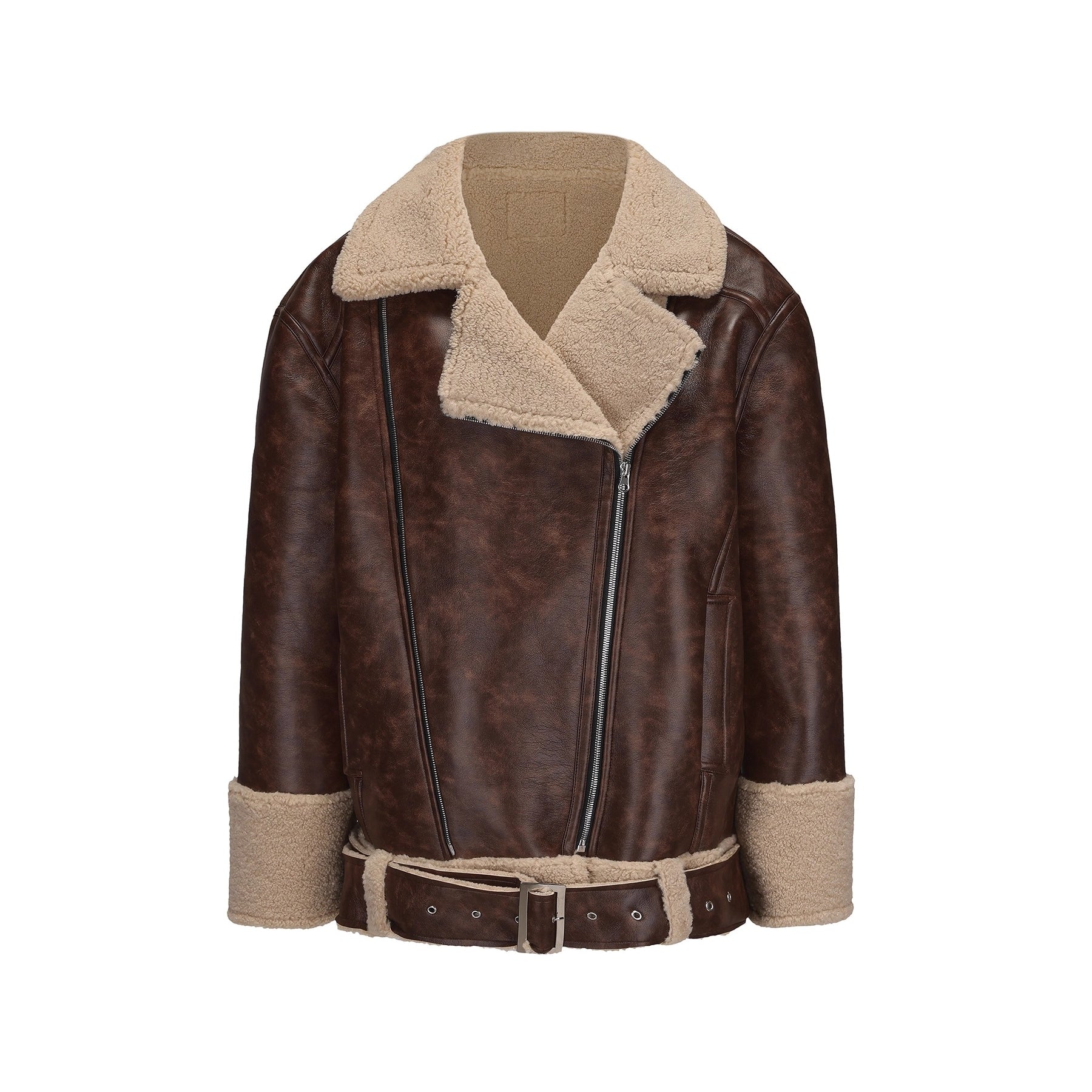 Reversible Faux Shearling Leather Jacket