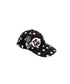 Badge-Embellished Black & White Polka Dot Canvas Flat-Brim Baseball Cap - CHINASQUAD