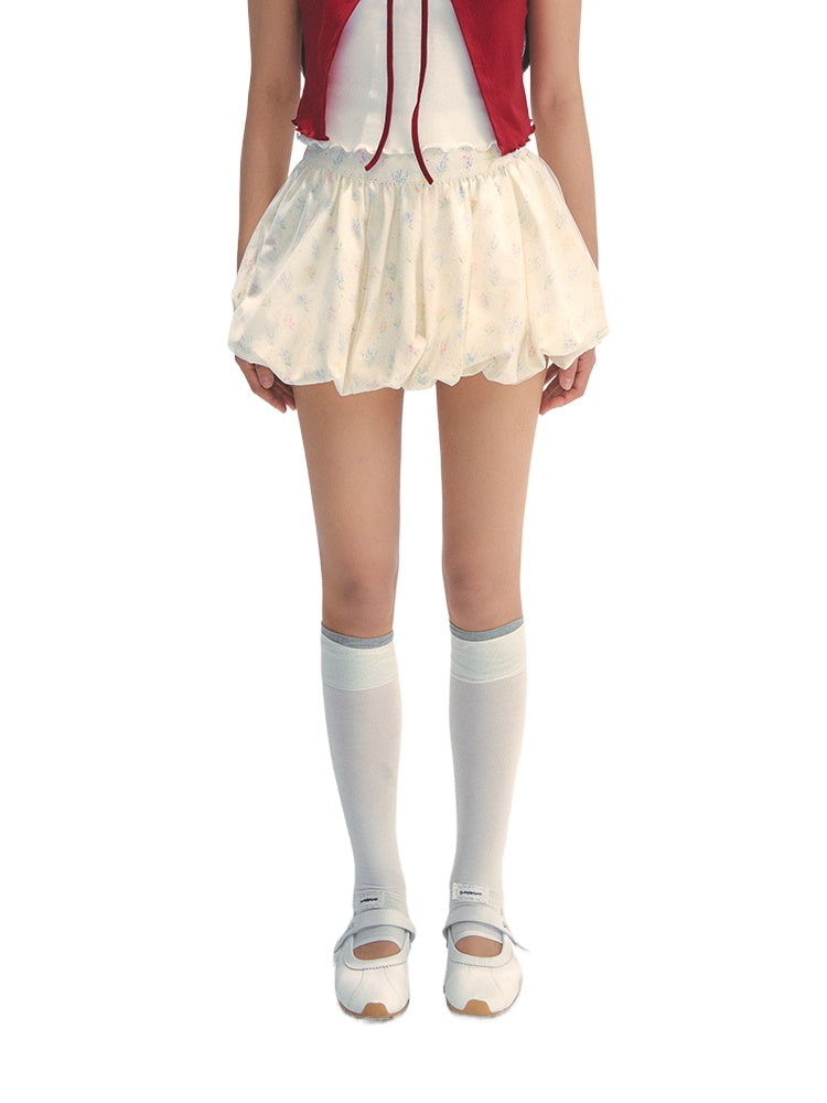 Mesh Floral Puff Skirt - CHINASQUAD