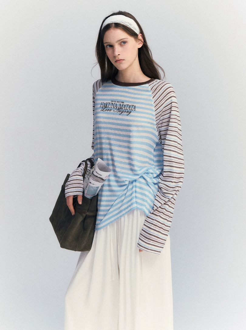 Lyocell Stripe Embroidered Blouse
