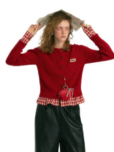(Final Sale) Plaid Trim Cardigan Sweater - CHINASQUAD