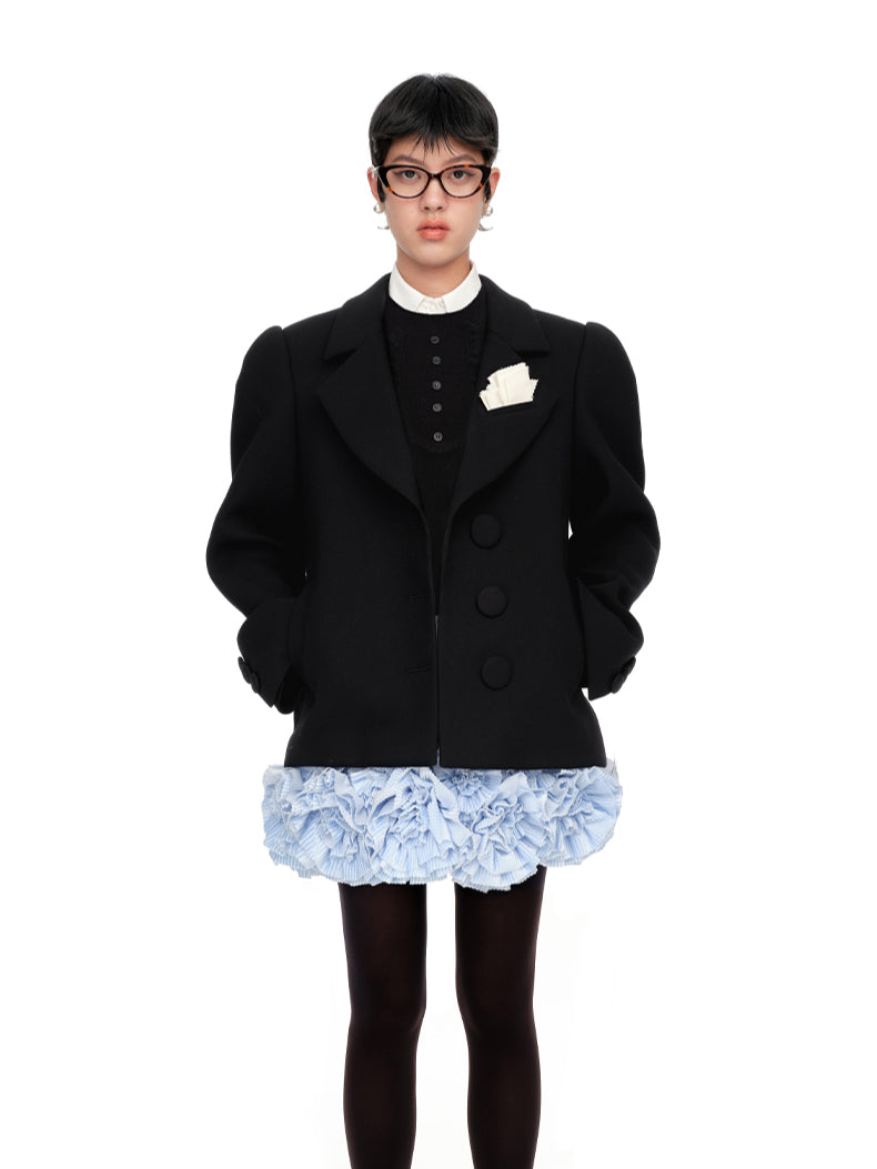 Wool Lapelled Structured Blazer - CHINASQUAD