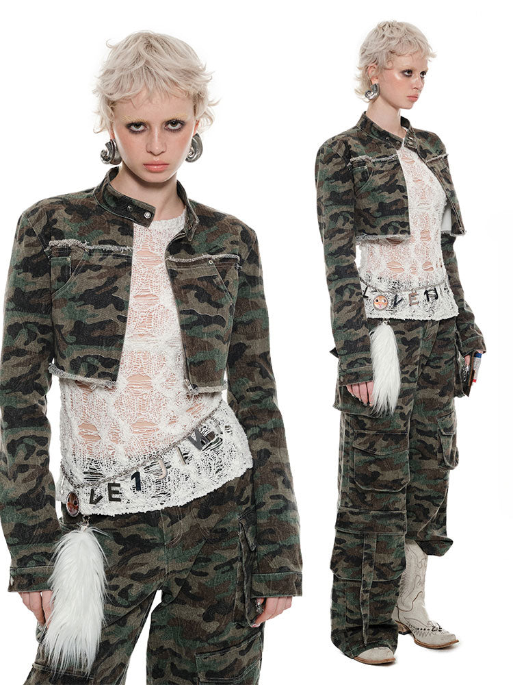 Camo Washed Distressed Jacket - CHINASQUAD