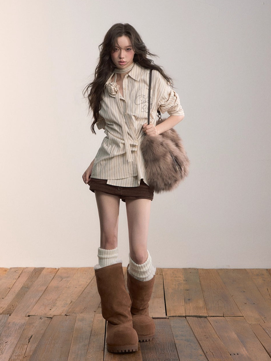 Two-Way Striped Cotton Shirt - CHINASQUAD