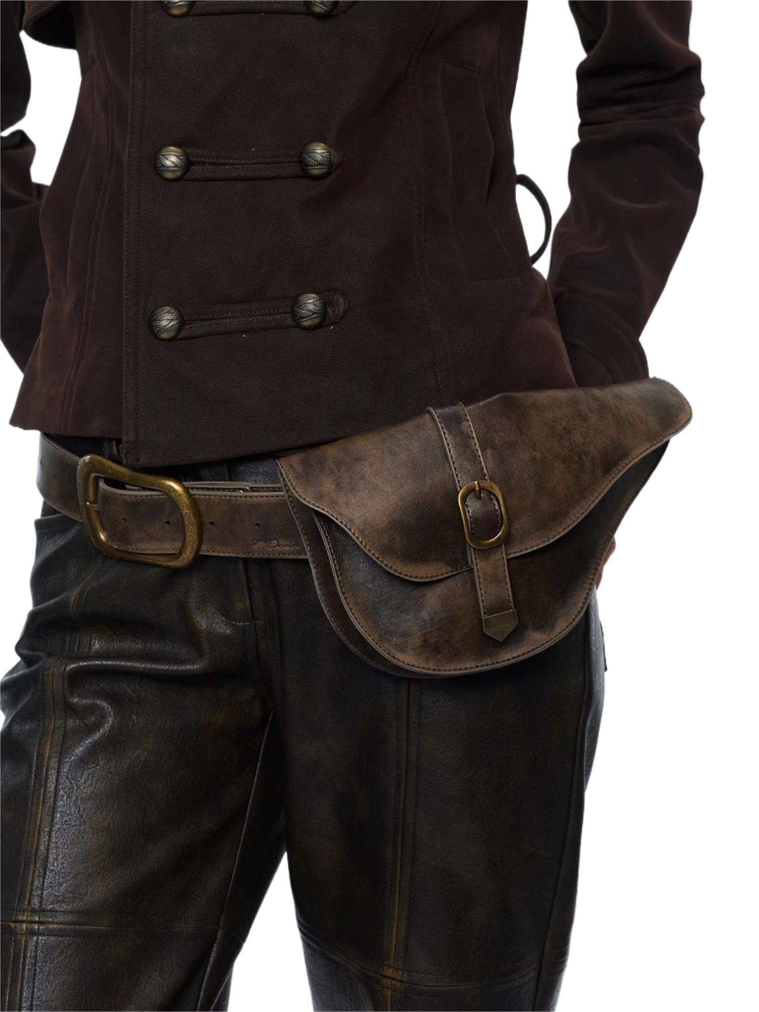 Vintage Detachable Buckle Zip Waist Bag Belt