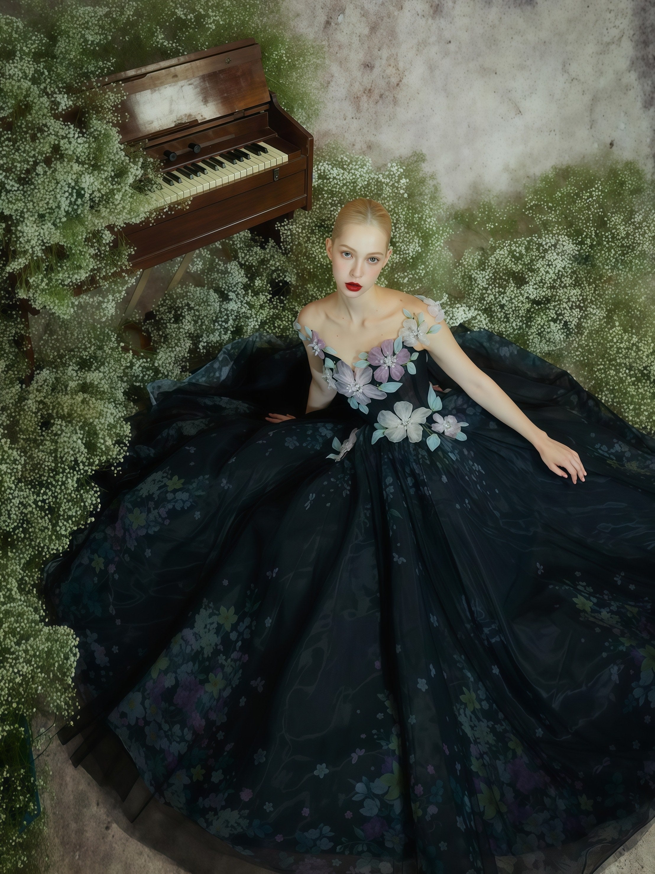 Midnight Garden Bloom Ball Gown