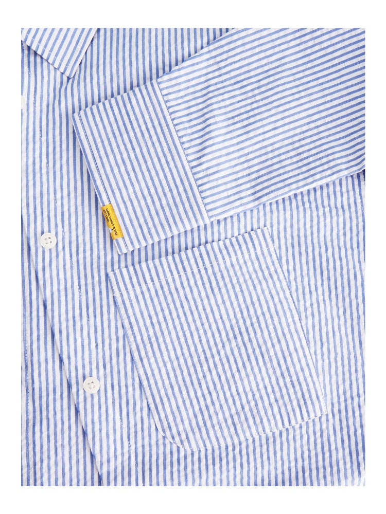 Textured Stripe Double-Placket Shirt - CHINASQUAD