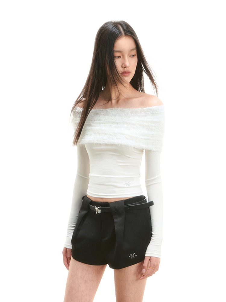 Lace-Trim Off-Shoulder T-shirt - CHINASQUAD
