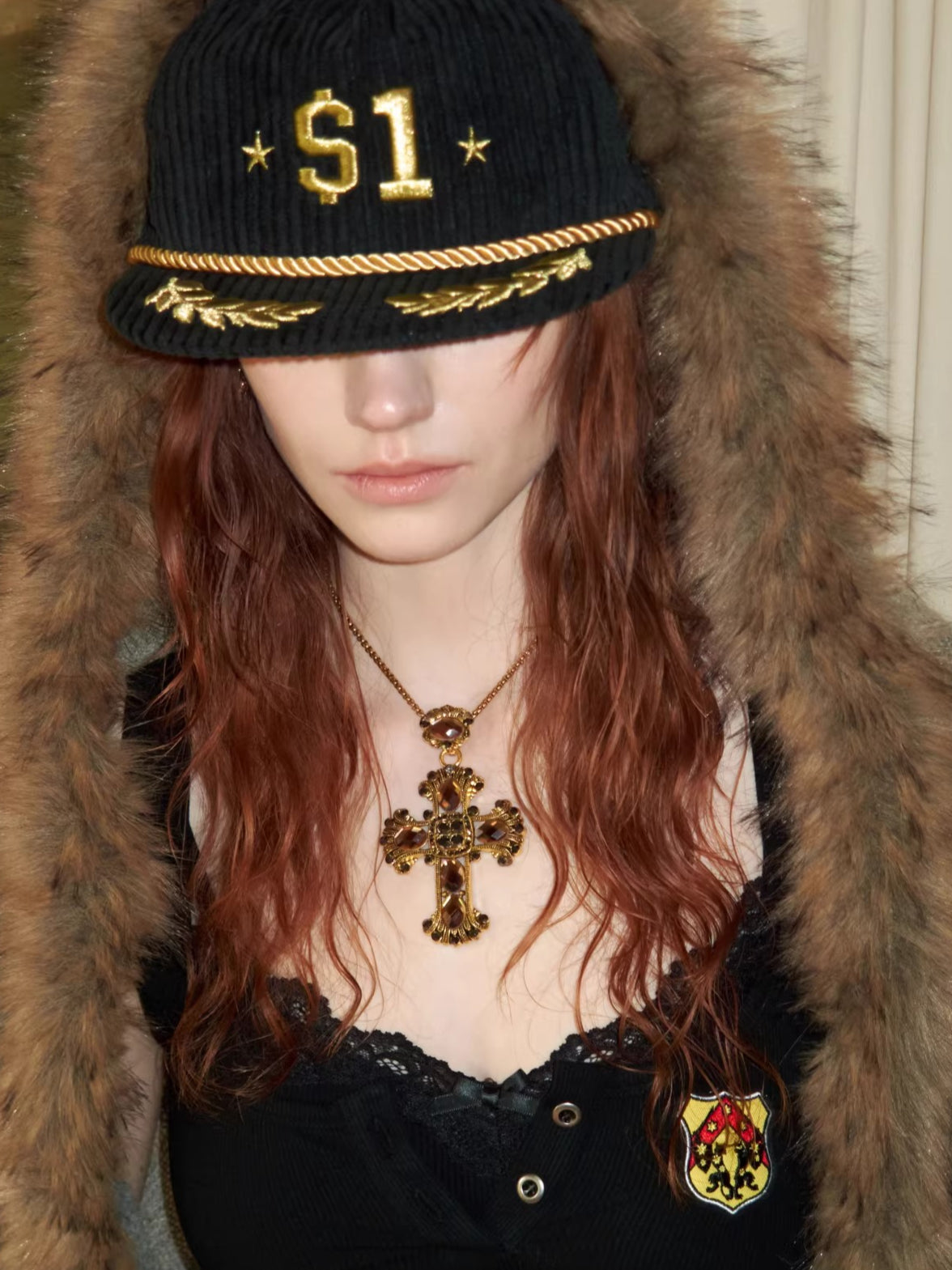 Vintage Mohair-Blend Fur-Trim Knit Cardigan