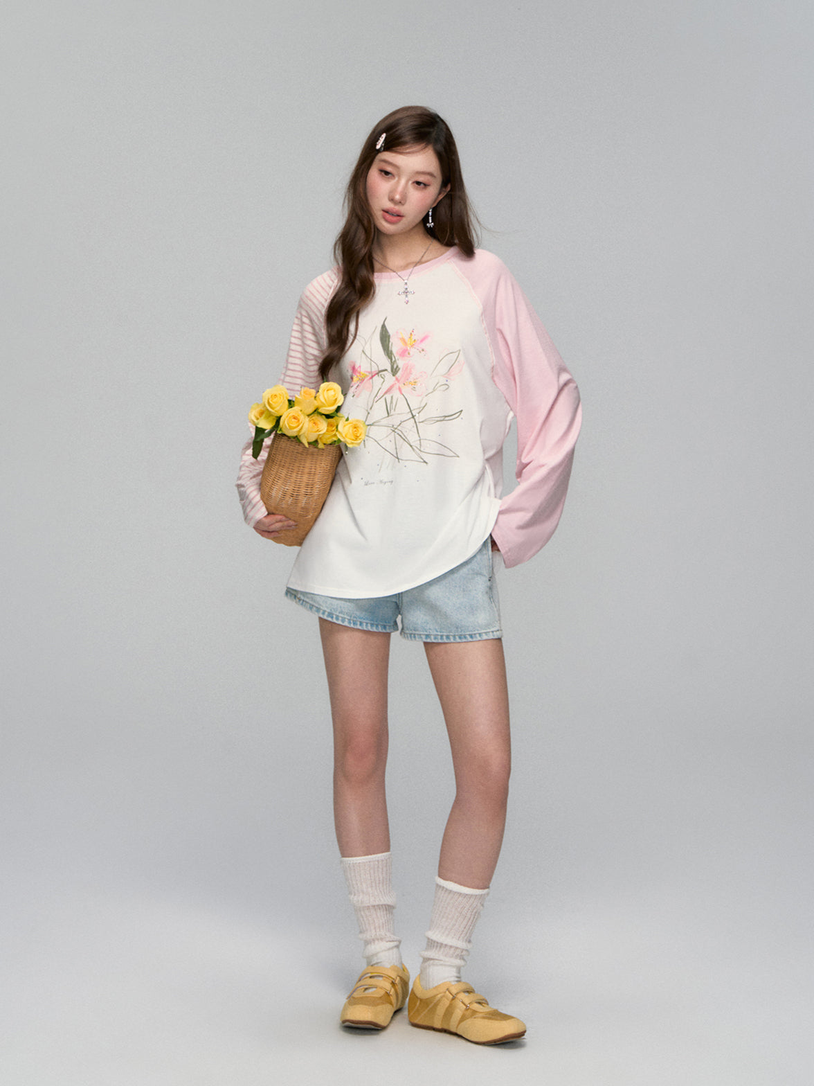 Pink Raglan Graphic T-shirt - CHINASQUAD