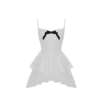 Night Bow Puff Irregular Camisole Dress
