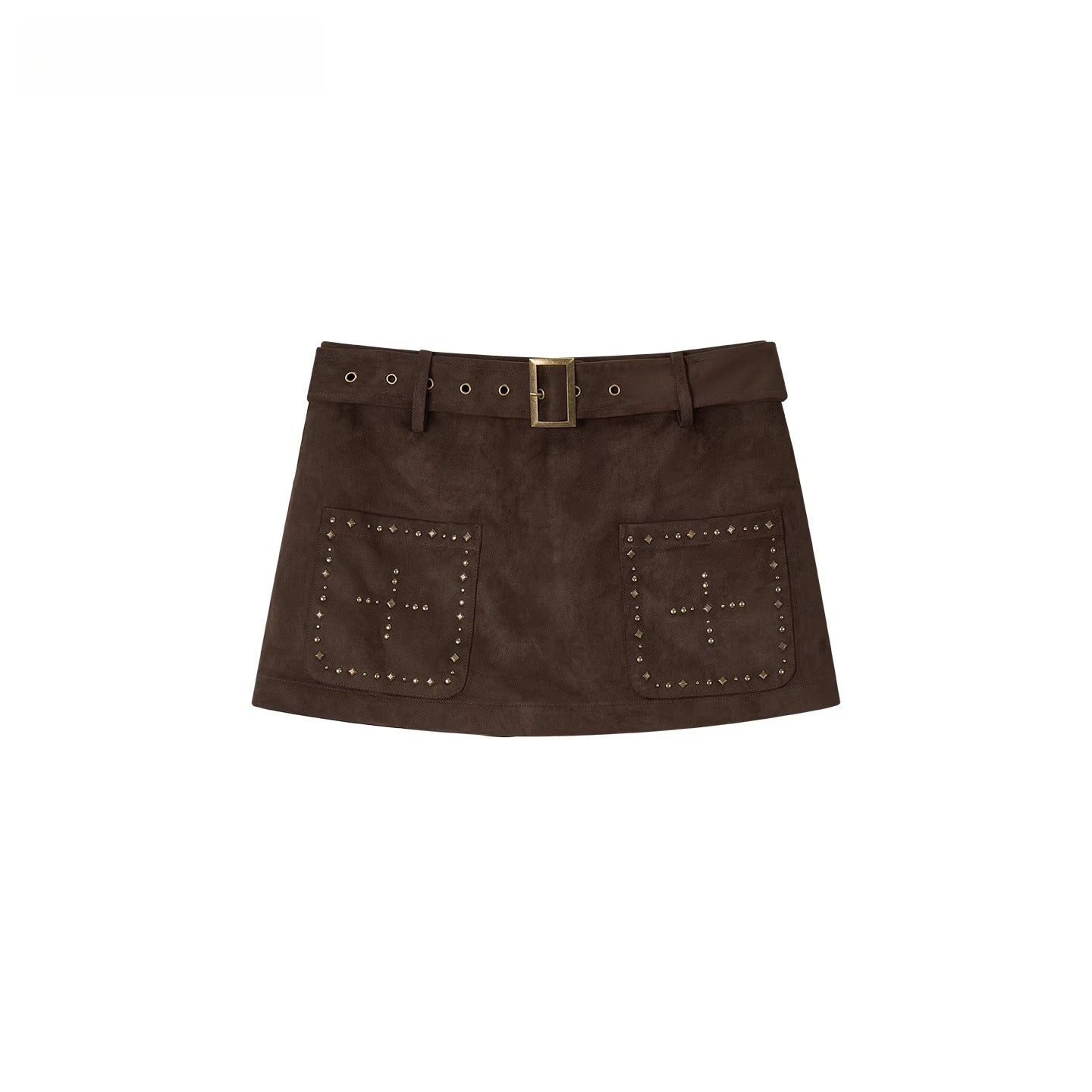 Studded Belted A-Line Mini Skirt