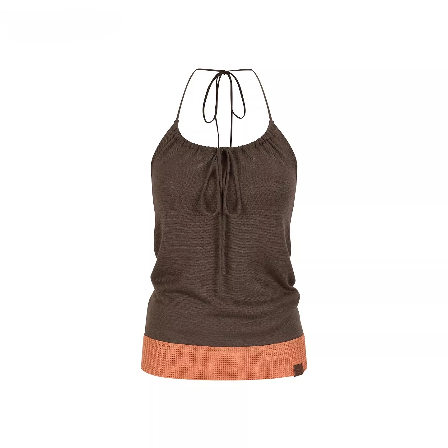 Contrast Trim Halter Knit Camisole