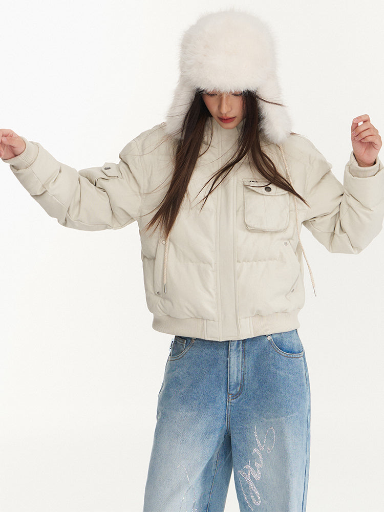 White Fitted High Collar Cotton Jacket - CHINASQUAD