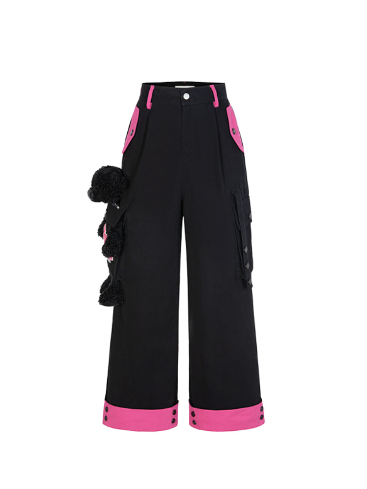 White & Black Bear Cargo Pants - CHINASQUAD