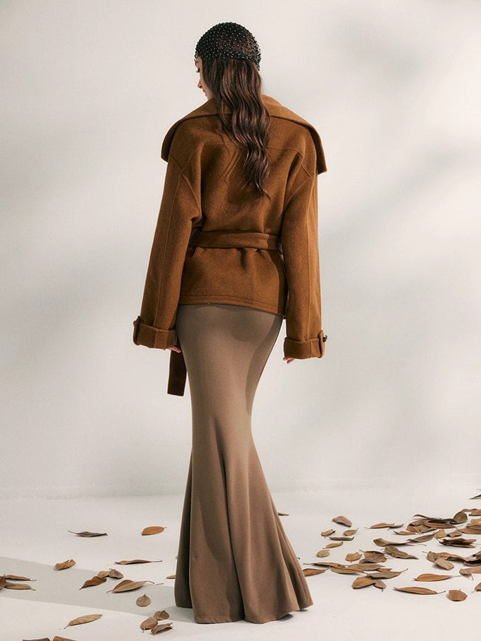 Wool Harmony Double-Faced Short Belted Jacket