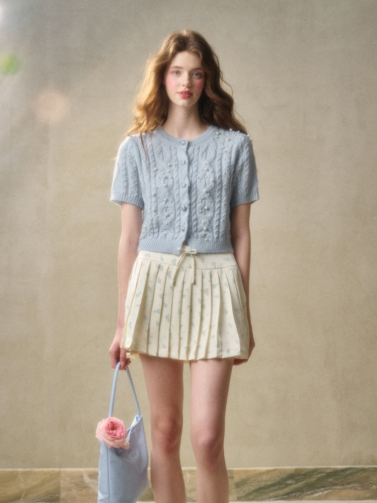 Mohair and Satin Cardigan & Skirt Set - CHINASQUAD