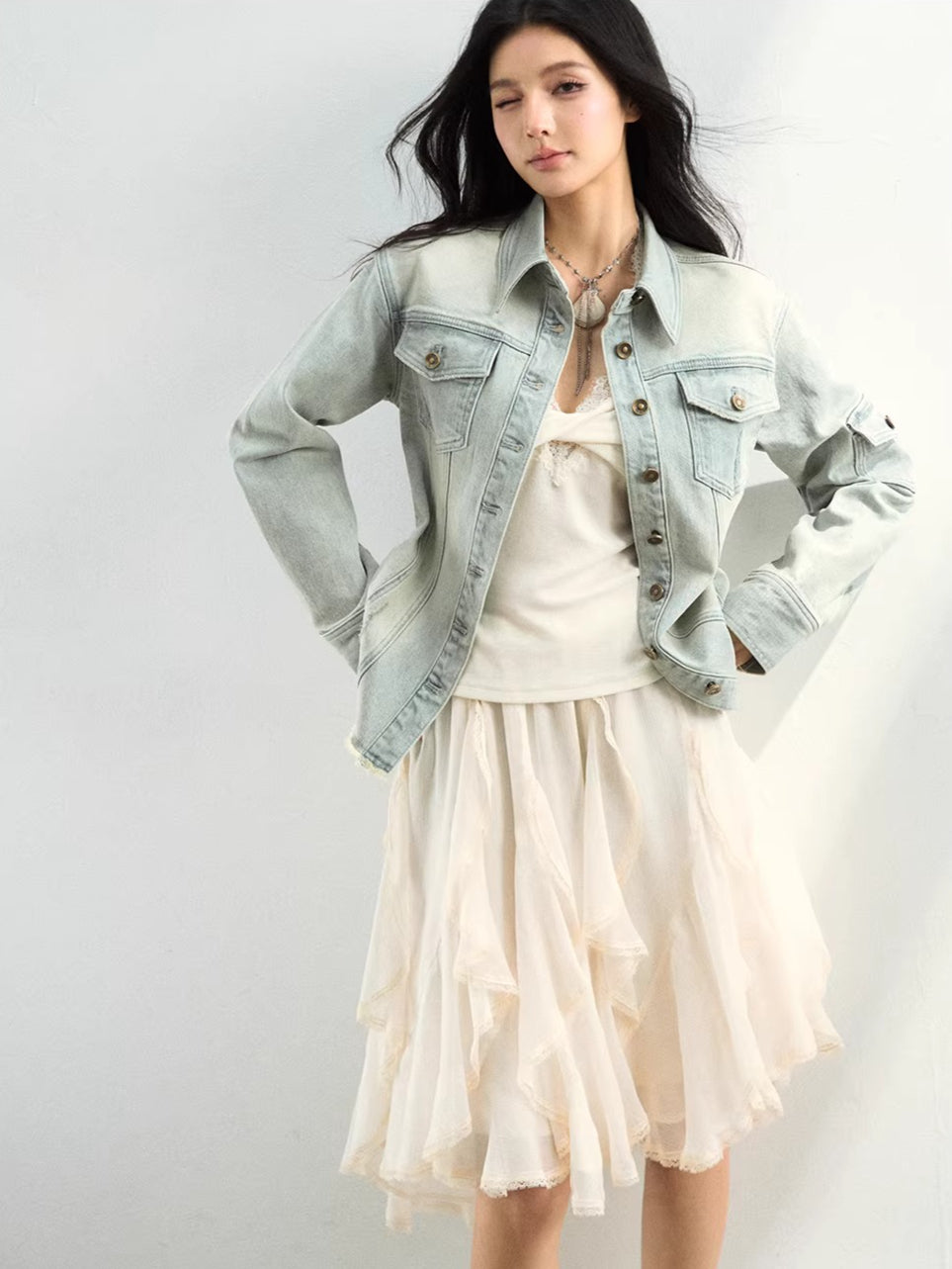 Washed Lightweight Stretch Denim Jacket