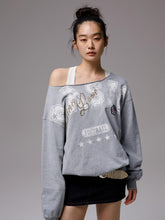 Off Shoulder Letter Print Sweatshirt - CHINASQUAD