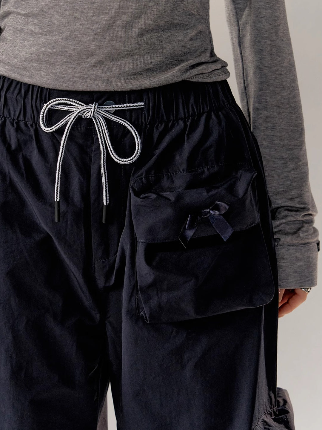 Striped Tape Drawstring Loose Wide-Leg Pants - CHINASQUAD