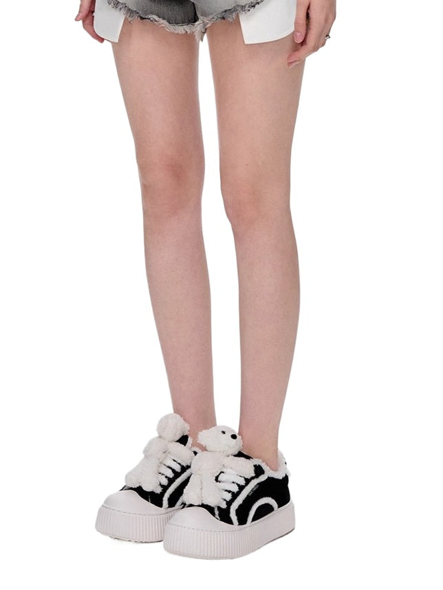 Teddy Fleece Platform Sneakers