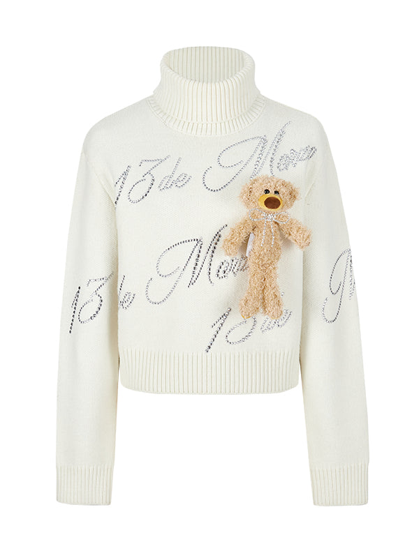 Bear Rhinestone Logo Sweater - CHINASQUAD