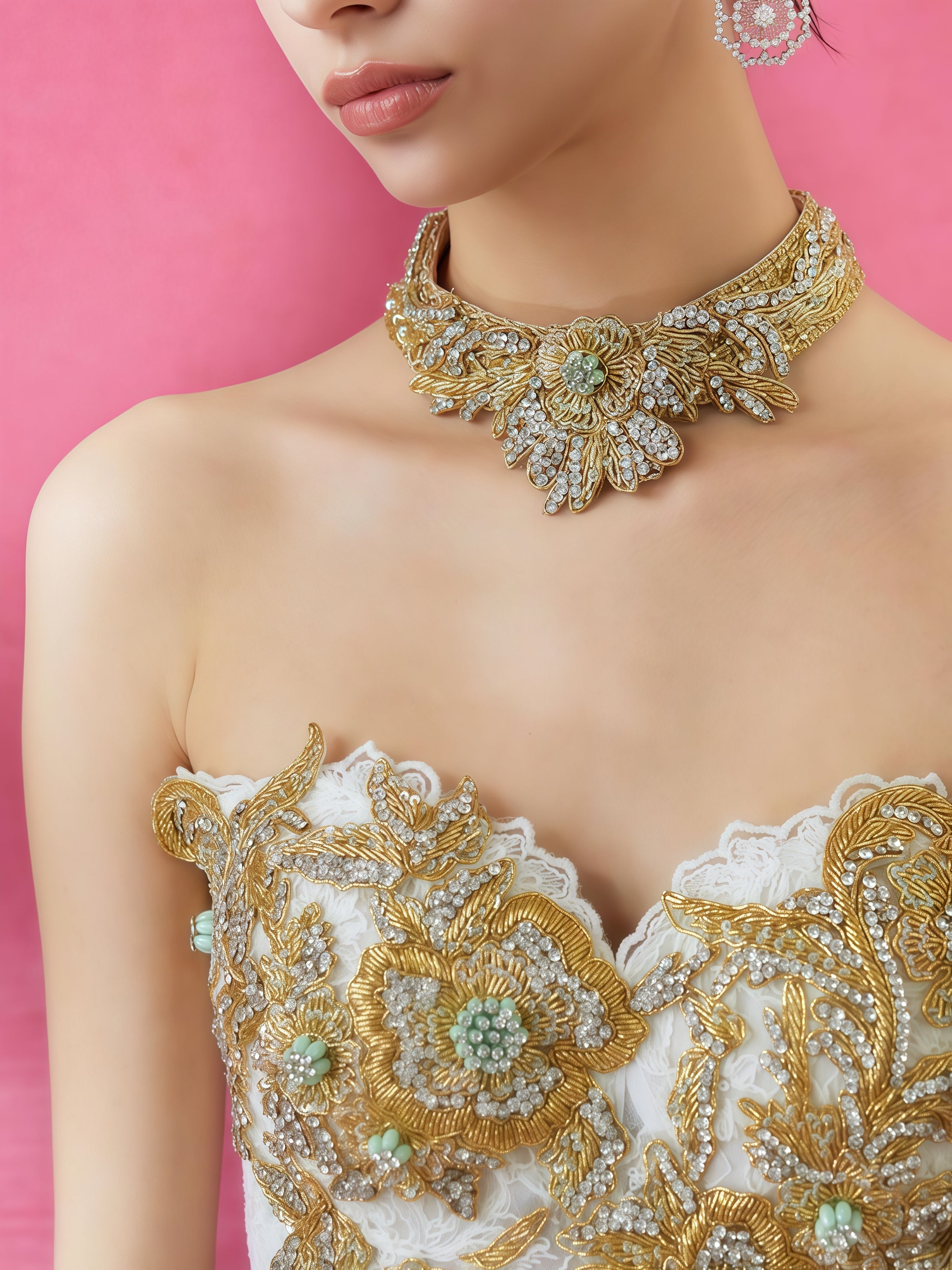Golden Baroque Embroidered Off-Shoulder Mermaid Gown