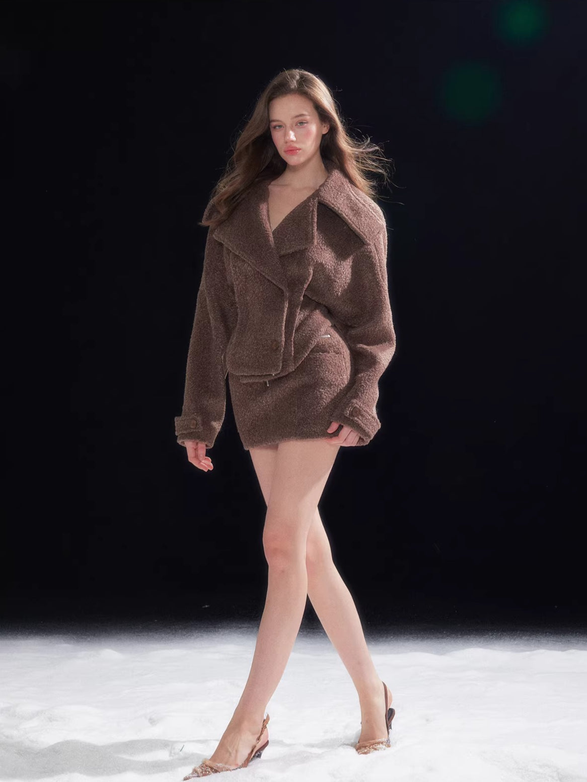 Waist-Cinched Wool Jacket & Midi Skirt Set