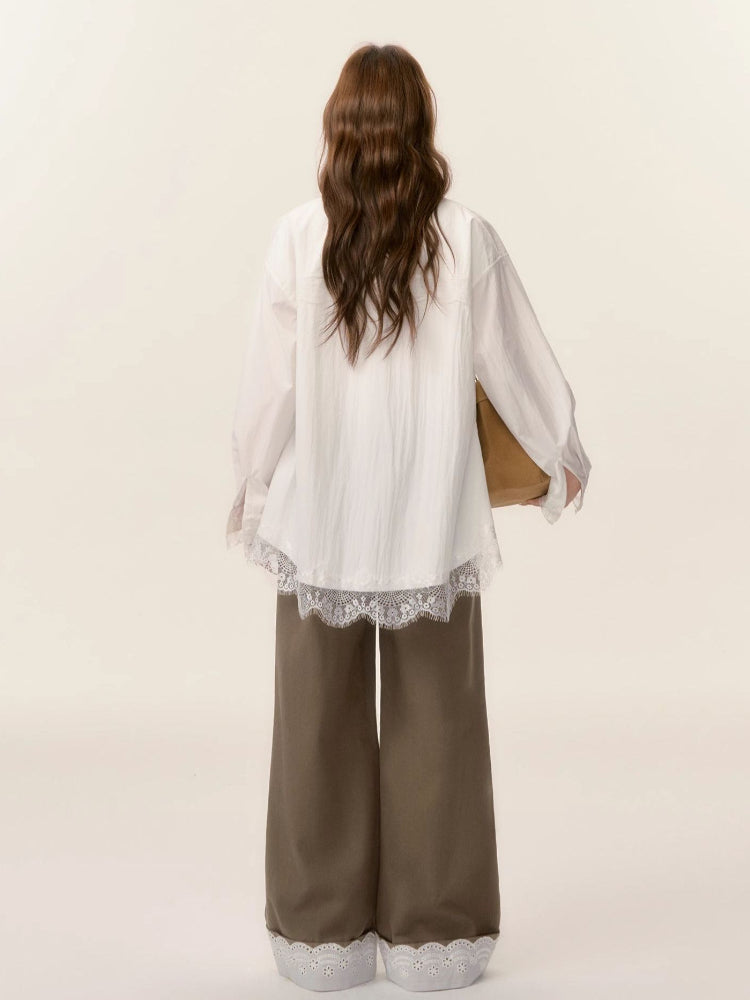 Lace Trim Patchwork Trousers - CHINASQUAD