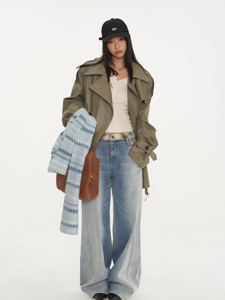 Classic PU Trench Leather Jackets - CHINASQUAD