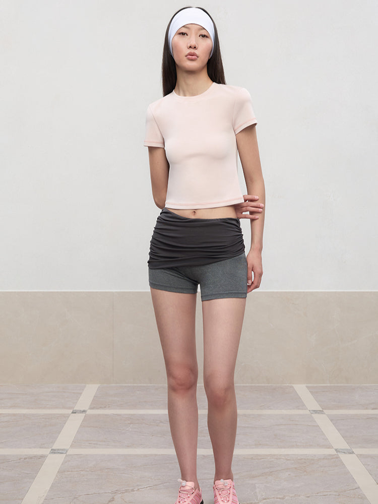 Regular-Shoulder Round Neck Short-Sleeve T-Shirt