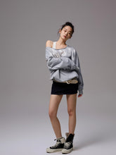 Off Shoulder Letter Print Sweatshirt - CHINASQUAD