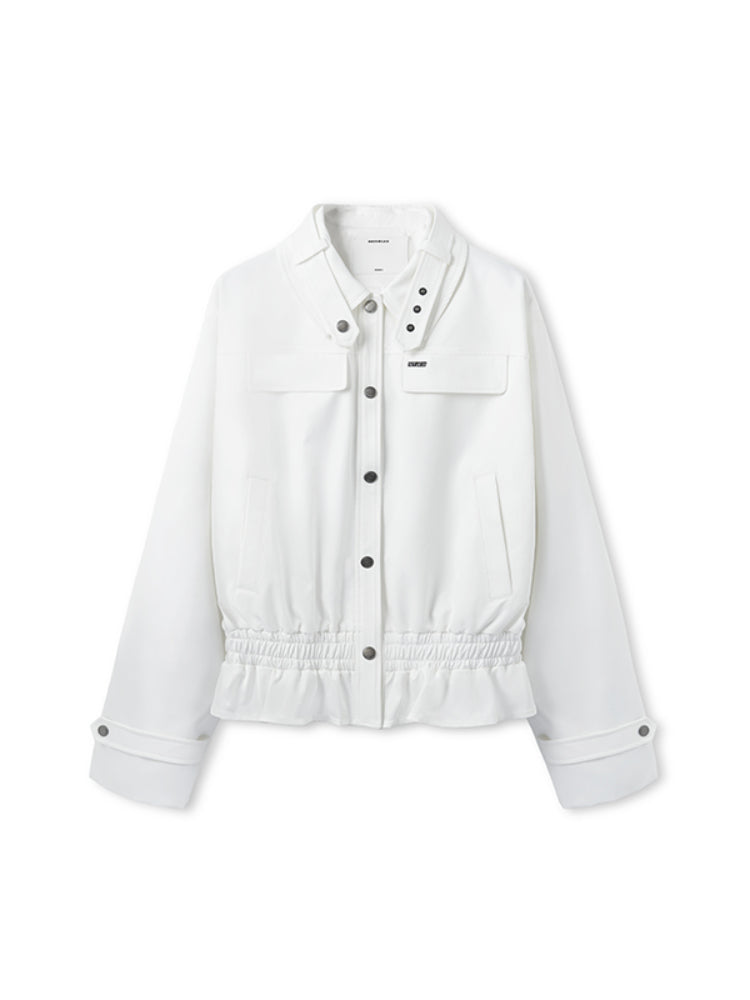 Fine Twill Wrinkle-Resistant Hem Pleated Silhouette Jacket - CHINASQUAD