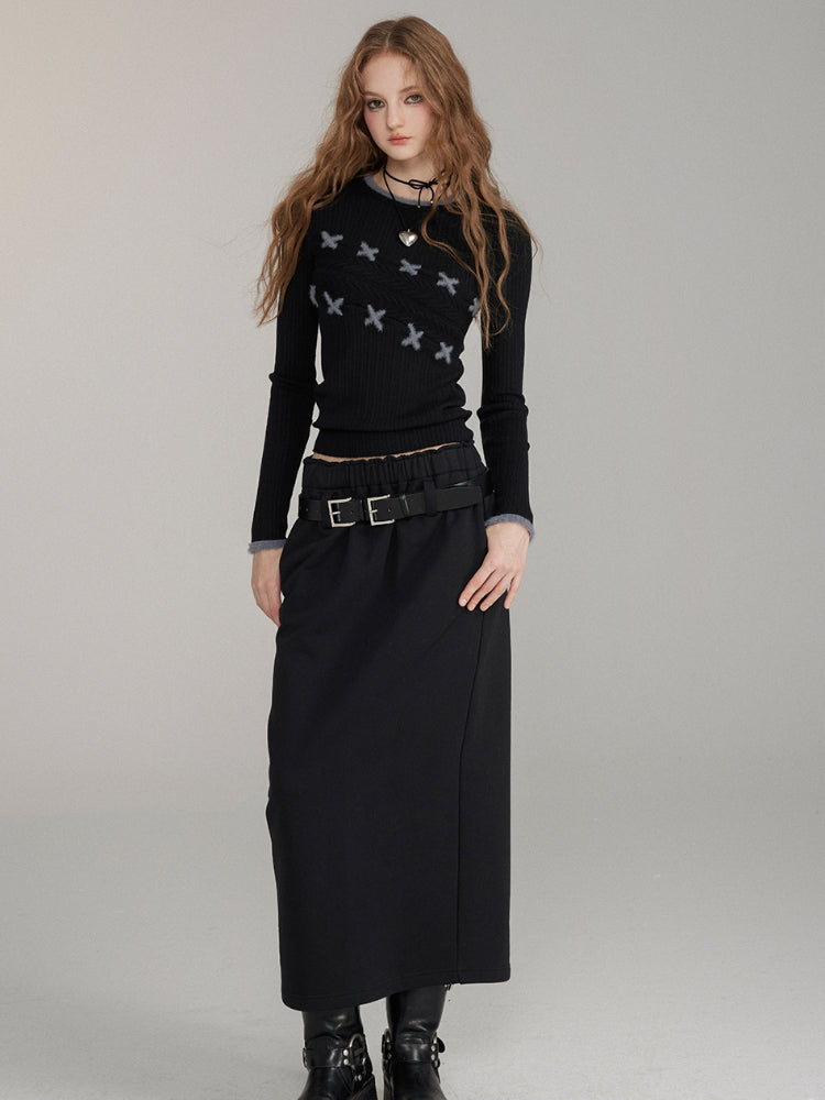 Textured Fur-Stitch Knit Sweater - CHINASQUAD