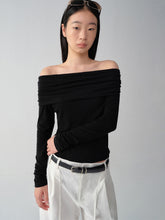 Wool One-Shoulder Off-Shoulder Long-Sleeve T-Shirt - CHINASQUAD