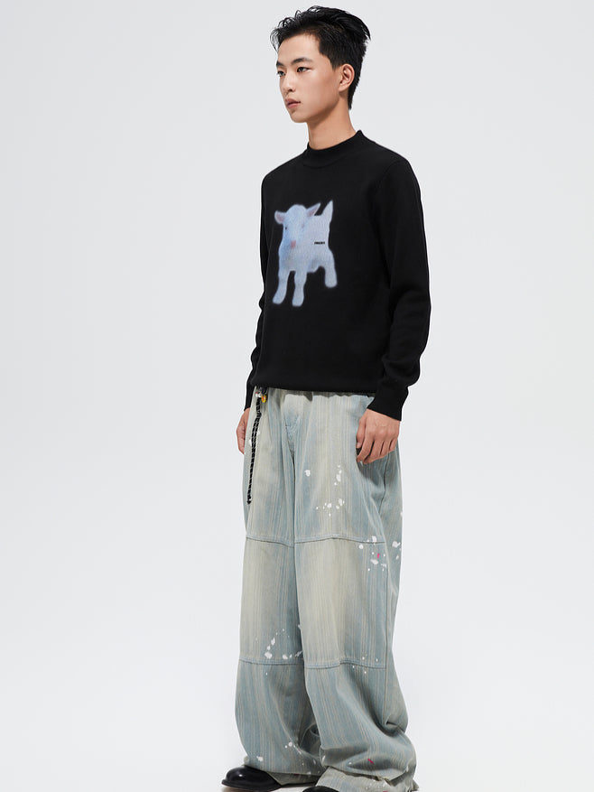 Printed Half-Turtleneck Thermal Base Sweater - CHINASQUAD