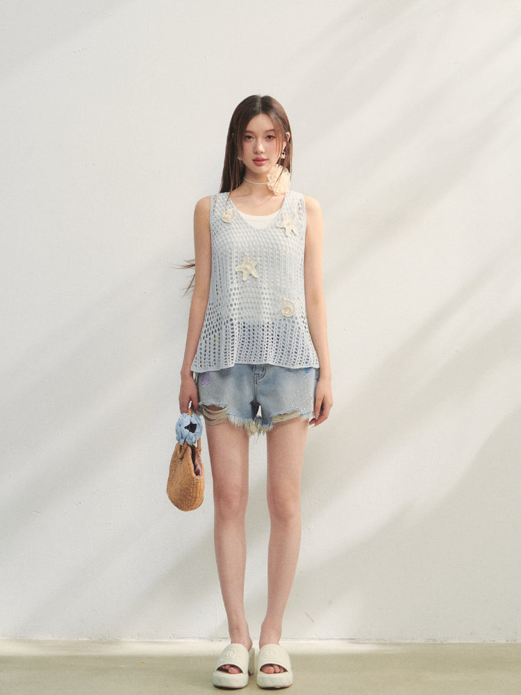 Pearl Crochet Hollow Vest Camisole - CHINASQUAD