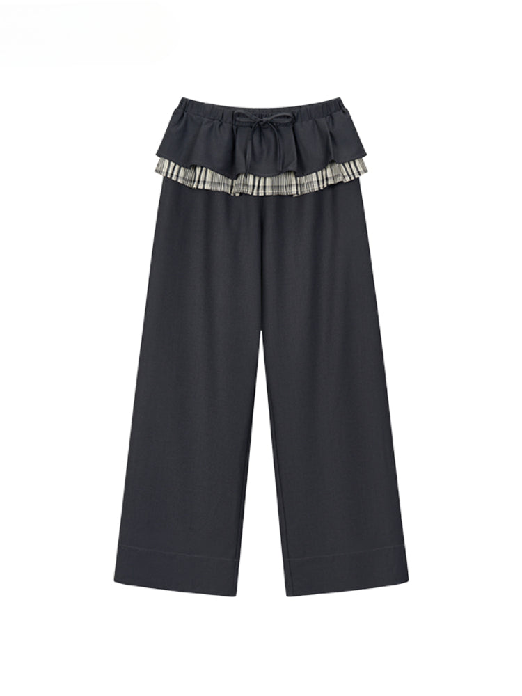 Plaid Spliced Casual Pants - CHINASQUAD