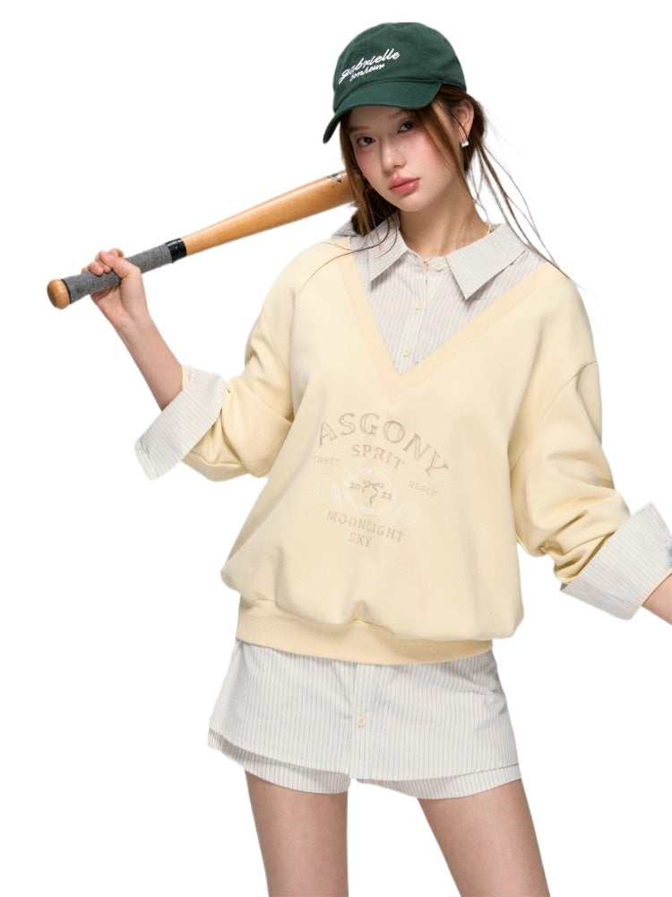 Yellow & Navy Collegiate Butterfly Sweatshirt & Skirt Set - CHINASQUAD
