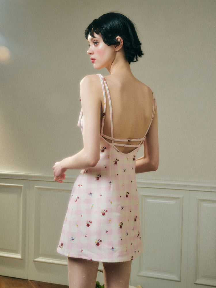 Strappy Floral Print Dress - CHINASQUAD