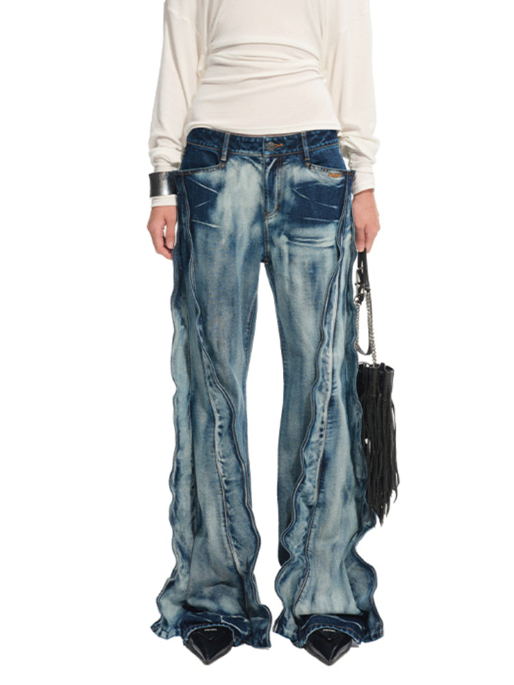 Heavy Washed Denim Straight Pants - CHINASQUAD